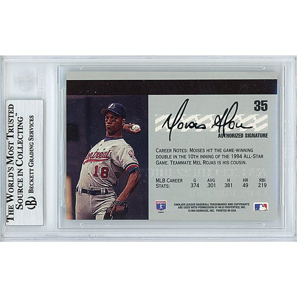 Moises Alou Expos Signed 1995 Studio Baseball Card Beckett BAS Autograph Slabbed - Picture 3 of 6